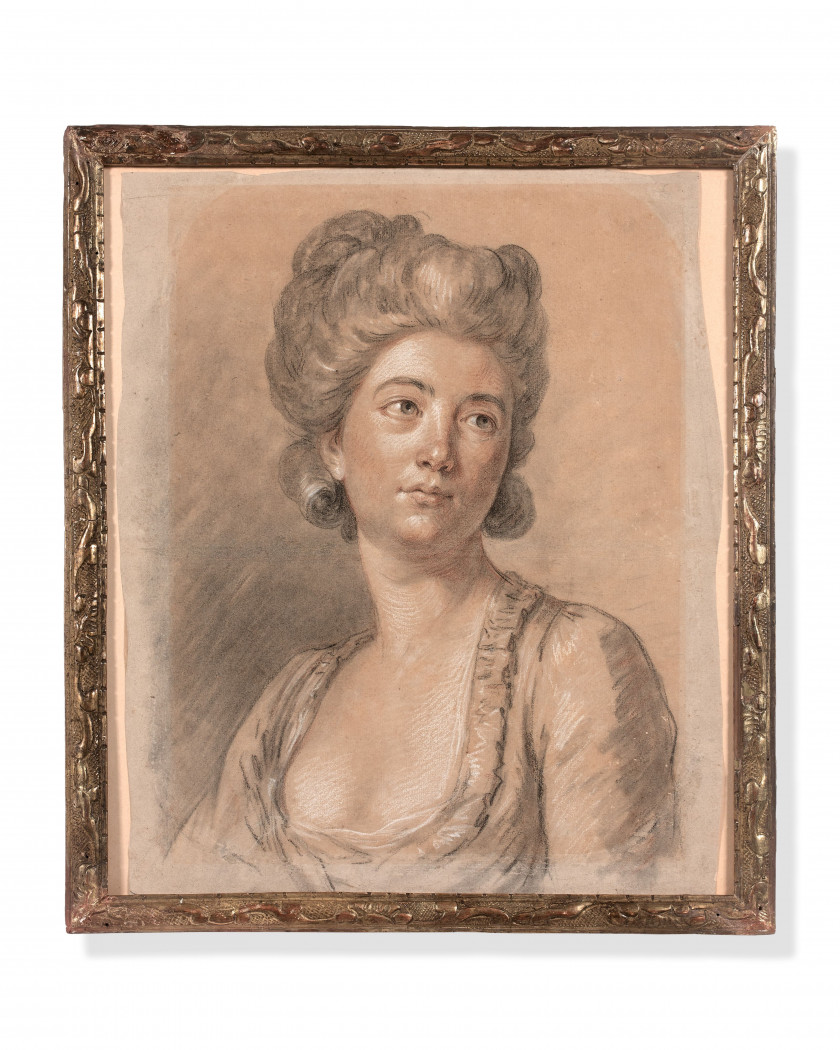 Antoine VESTIER Avallon, 1740 - Paris, 1824 Étude pour un portrait de femme Trois crayons