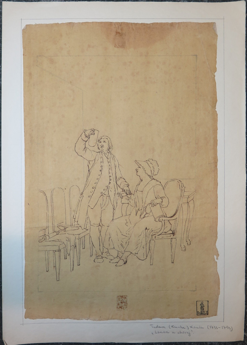 Tadeusz KUNTZE, dit aussi Taddeo POLACCO Zielona-Gora, 1727- Rome, 1793 Le café Greco Plume et encre brune sur trait de crayon noir