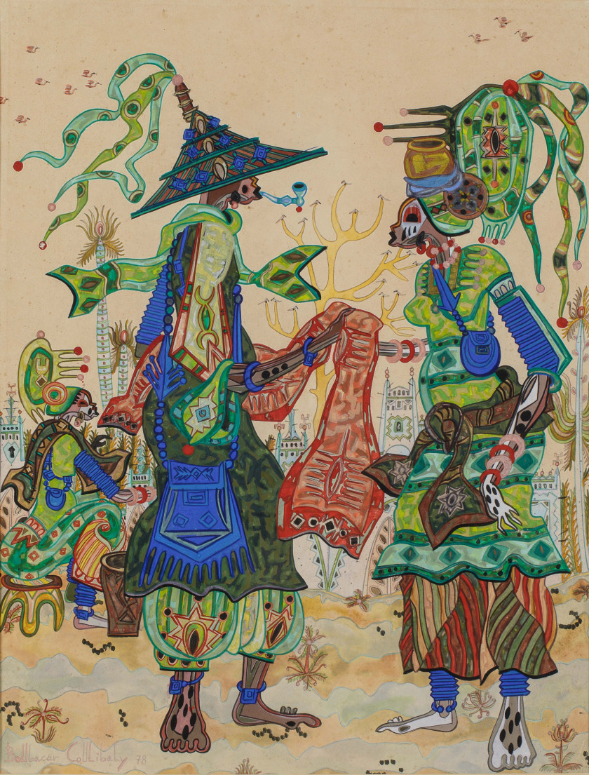 Boubacar COULIBALY 1944-1984 - Sénégal Sans titre, 1978 Technique mixte sur papier