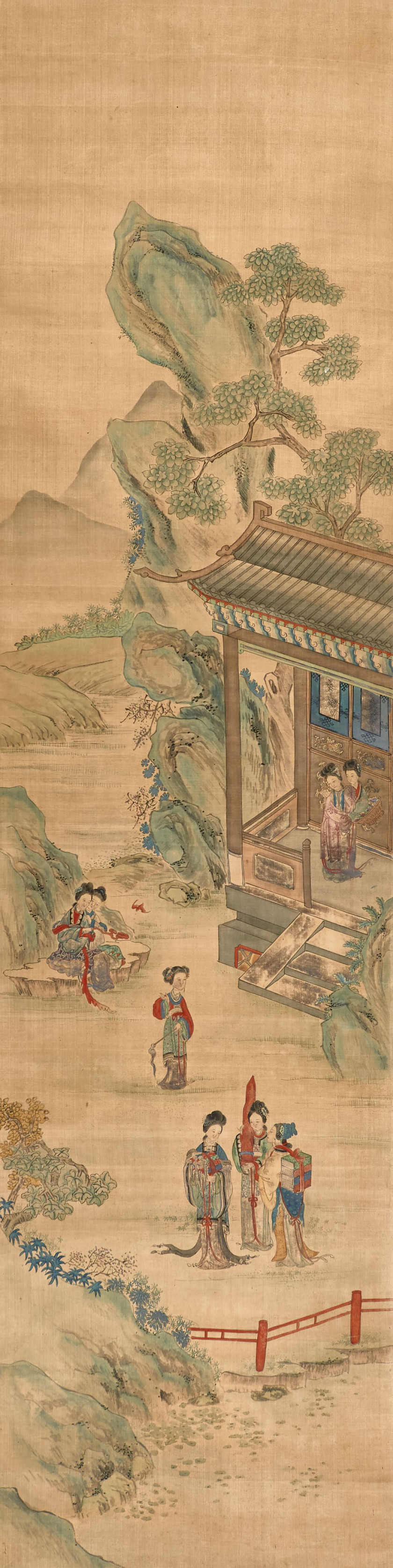 QUATRE PEINTURES À L'ENCRE ET COULEUR SUR SOIE, Chine, début du XXe siècle