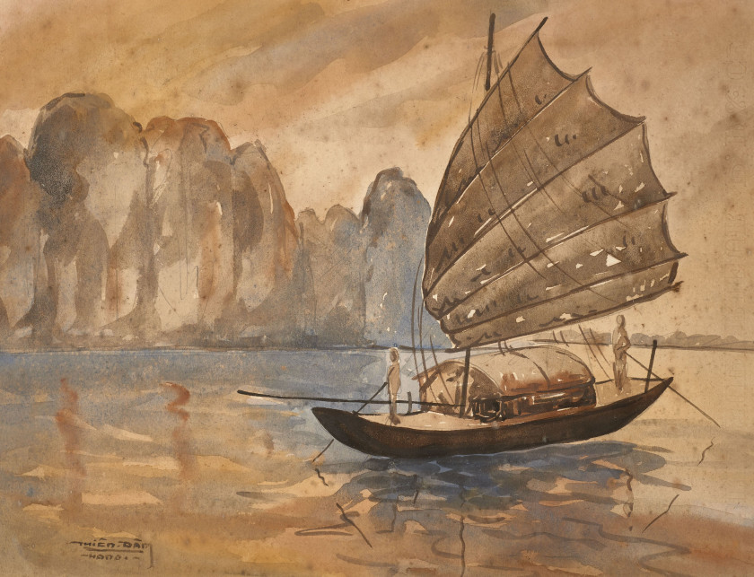 DEUX AQUARELLES SUR PAPIER, Vietnam, circa 1930