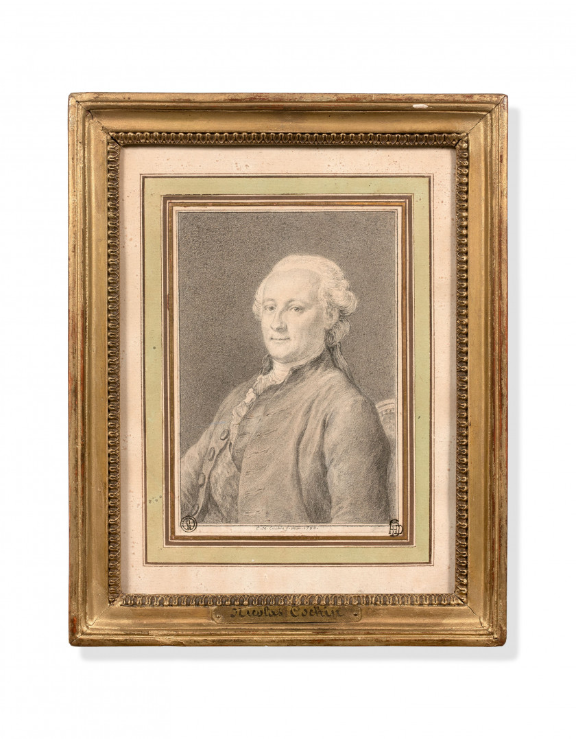 Charles-Nicolas COCHIN le Jeune Paris, 1715 - 1790 Portrait d'homme Crayon noir et estompe