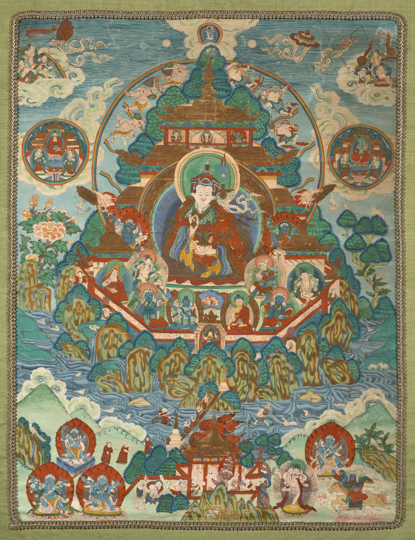 THANGKA DE PADMASAMBHAVA, Tibet, XXe siècle