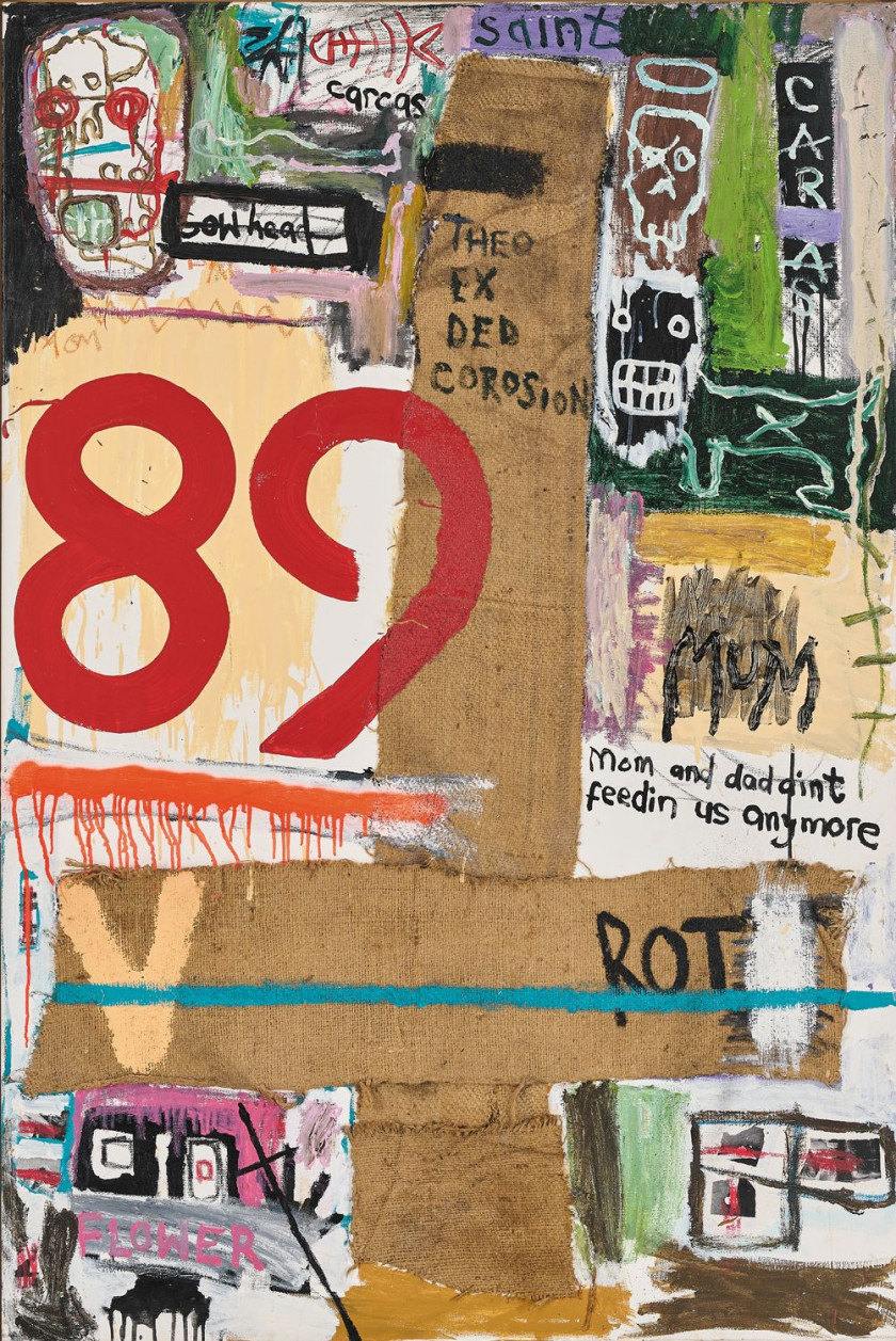 ¤ Gideon APPAH né en 1987 - Ghana Rot, 2015 Acrylique, émail, peinture aérosol, toile de jute et collages sur toile