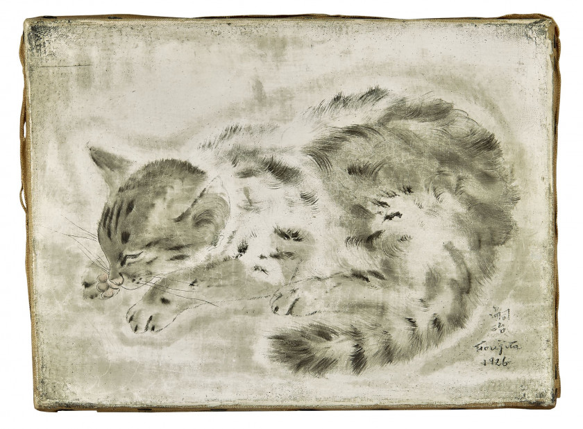 Léonard Tsuguharu FOUJITA 1886- 1968 Chaton endormi - 1926 Huile sur toile