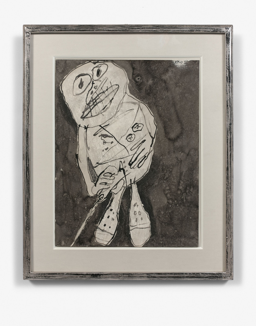 Jean DUBUFFET (1901 - 1985) PISSEUR A GAUCHE II - 1961 Encre de Chine et lavis sur papier