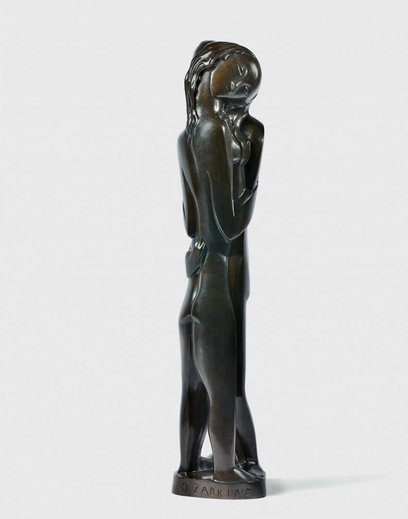 ¤ Ossip ZADKINE 1890- 1967 Les confidences Bronze à patine brune