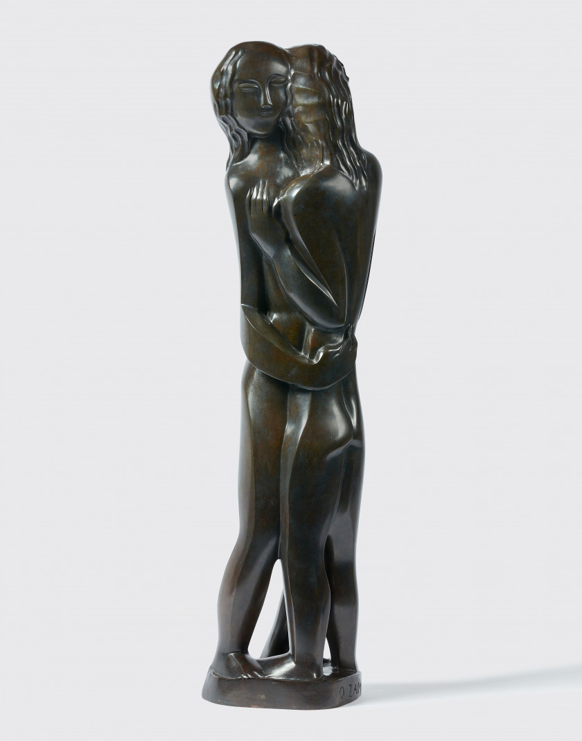 ¤ Ossip ZADKINE 1890- 1967 Les confidences Bronze à patine brune