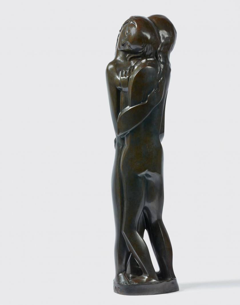 ¤ Ossip ZADKINE 1890- 1967 Les confidences Bronze à patine brune