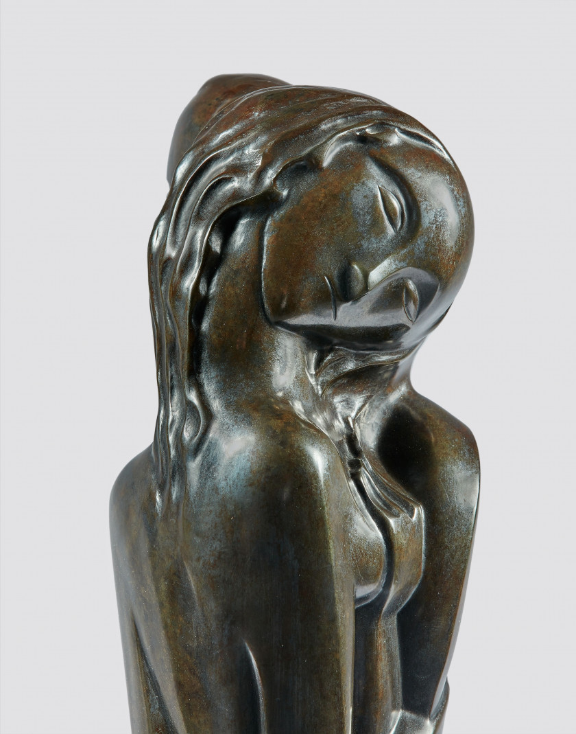 ¤ Ossip ZADKINE 1890- 1967 Les confidences Bronze à patine brune