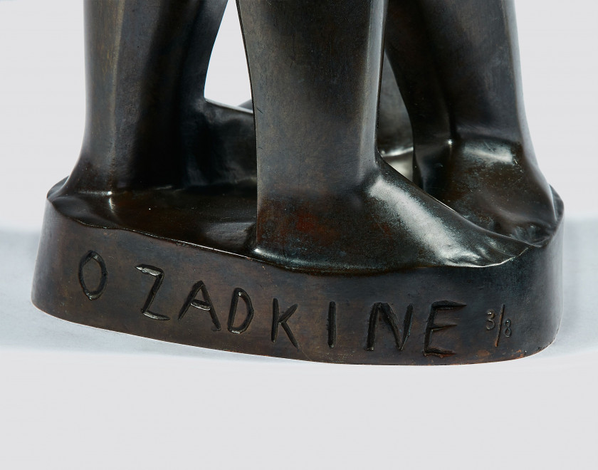 ¤ Ossip ZADKINE 1890- 1967 Les confidences Bronze à patine brune