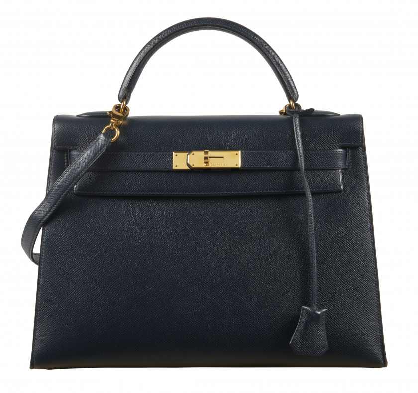 HERMÈS  Sac KELLY Sellier 32 Veau Epsom marine Garniture métal plaqué or Bandoulière  KELLY Sellier 32 bag Navy blue...