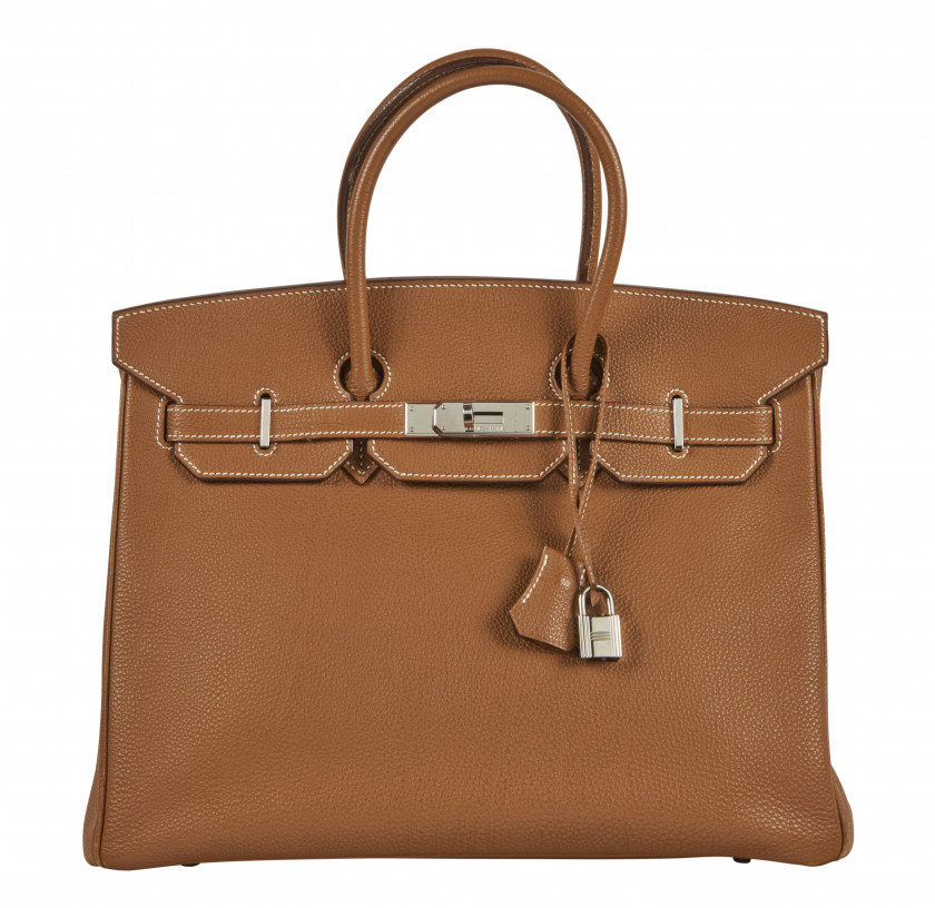 HERMÈS 2006  Sac BIRKIN 35 Veau Togo Gold Piqué sellier blanc Garniture métal argenté palladié  BIRKIN 35 bag Gold...