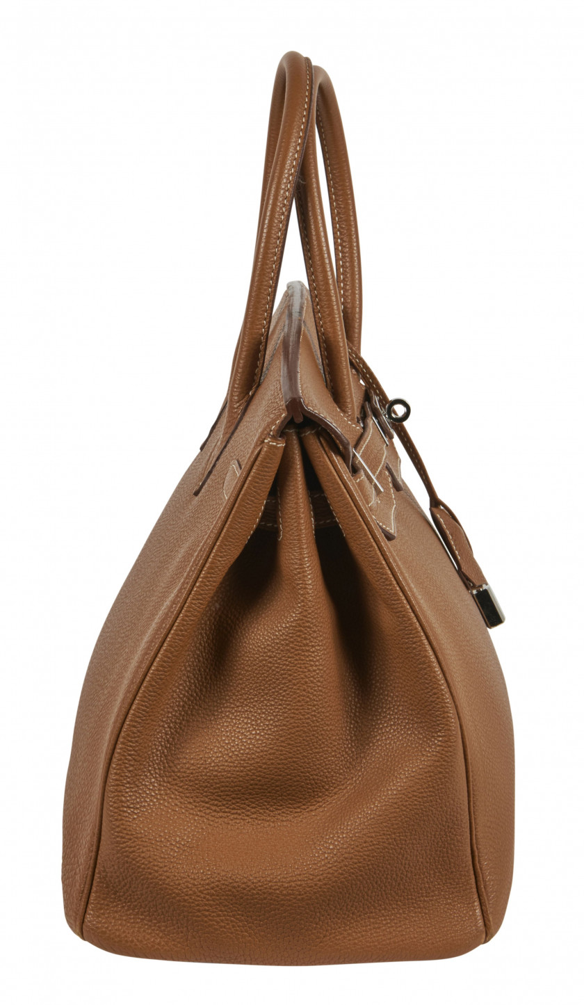 HERMÈS 2006  Sac BIRKIN 35 Veau Togo Gold Piqué sellier blanc Garniture métal argenté palladié  BIRKIN 35 bag Gold...