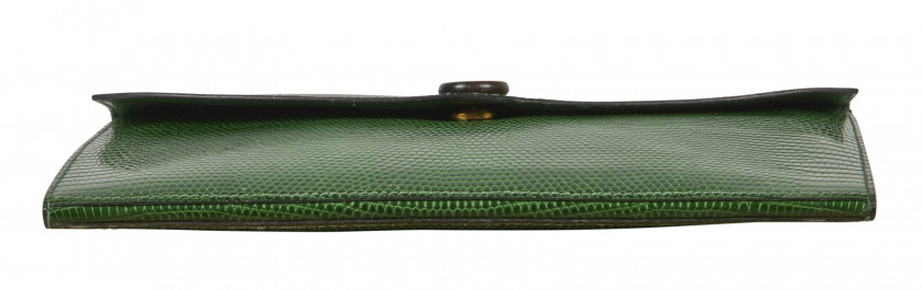 HERMÈS Circa 1980  Pochette RIO Varan du Nil vert (Varanus niloticus) II/B Garniture en bois et en métal plaqué or  RI...