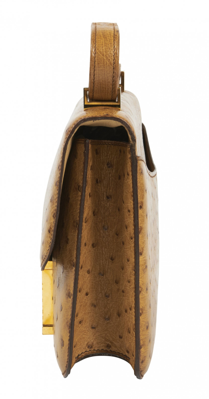 HERMÈS  Sac CONSTANCE 24 Autruche Gold (Struthio camelus) NR Garniture métal plaqué or  CONSTANCE 24 bag Gold ostrich...