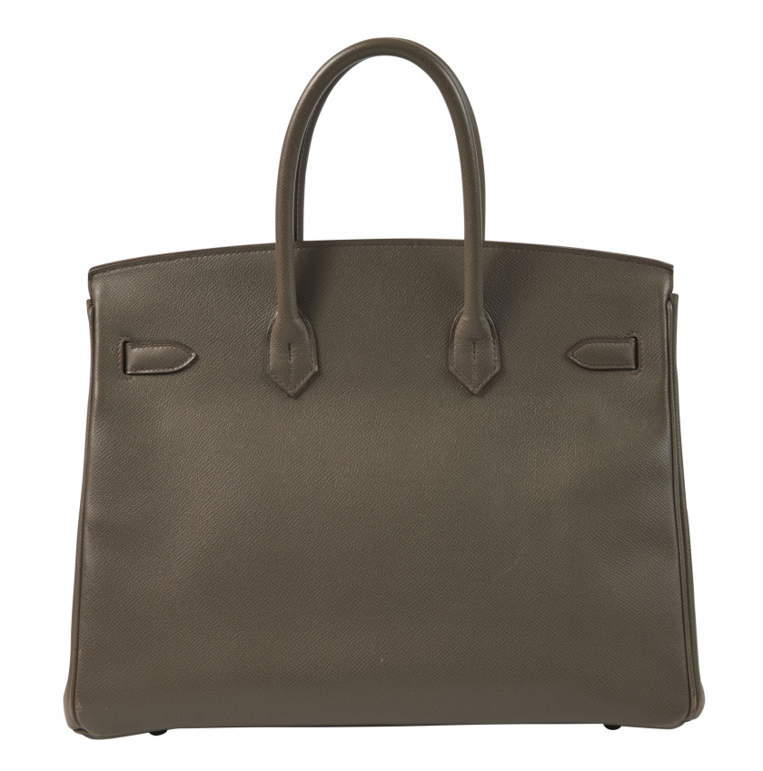 HERMÈS 2014  Sac BIRKIN 35 Veau Epsom Étain Garniture métal argenté palladié  BIRKIN 35 bag Étain Epsom calfskin lea...