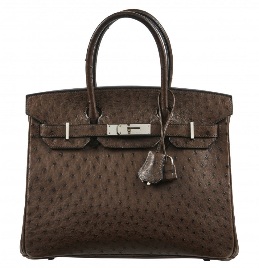 HERMÈS 2006  Sac BIRKIN 30 Autruche marron (Struthio camelus) NR Garniture métal argenté palladié  BIRKIN 30 bag Bro...