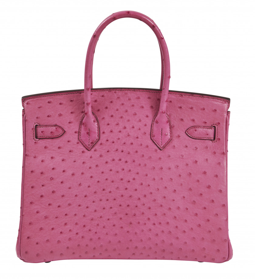 HERMÈS 2005  Sac BIRKIN 30 Autruche Rose Fuschia (Struthio camelus) NR Garniture métal argenté palladié  BIRKIN 30 bag...