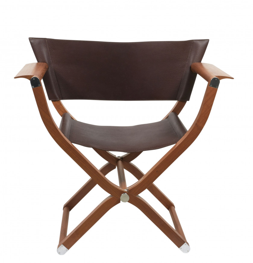 HERMÈS par RENA DUMAS et PETER COLES  Fauteuil pliant PIPPA Teck et buffle Skipper marron  PIPPA folding armchair Teak a...