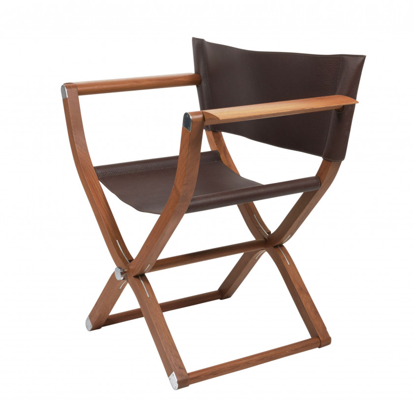 HERMÈS par RENA DUMAS et PETER COLES  Fauteuil pliant PIPPA Teck et buffle Skipper marron  PIPPA folding armchair Teak a...