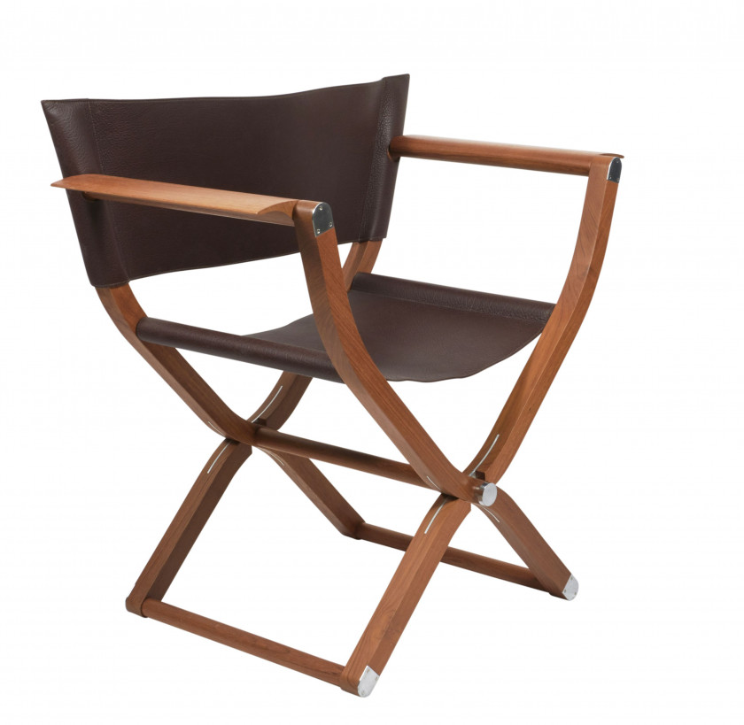 HERMÈS par RENA DUMAS et PETER COLES  Fauteuil pliant PIPPA Teck et buffle Skipper marron  PIPPA folding armchair Teak a...