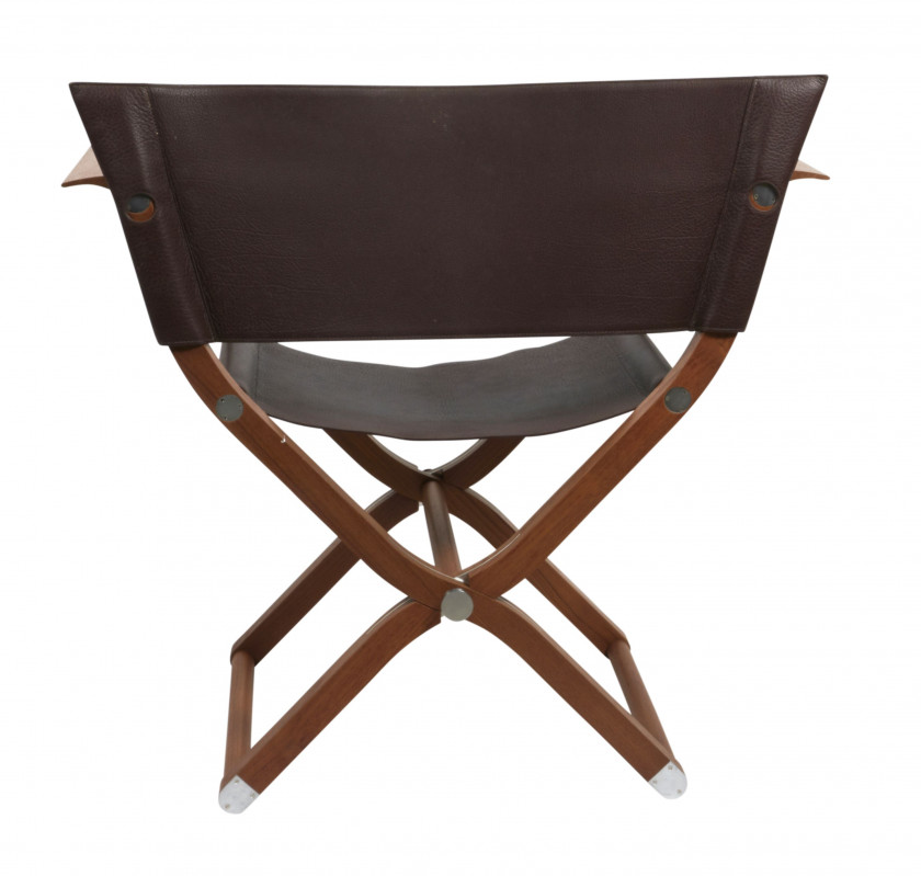 HERMÈS par RENA DUMAS et PETER COLES  Fauteuil pliant PIPPA Teck et buffle Skipper marron  PIPPA folding armchair Teak a...