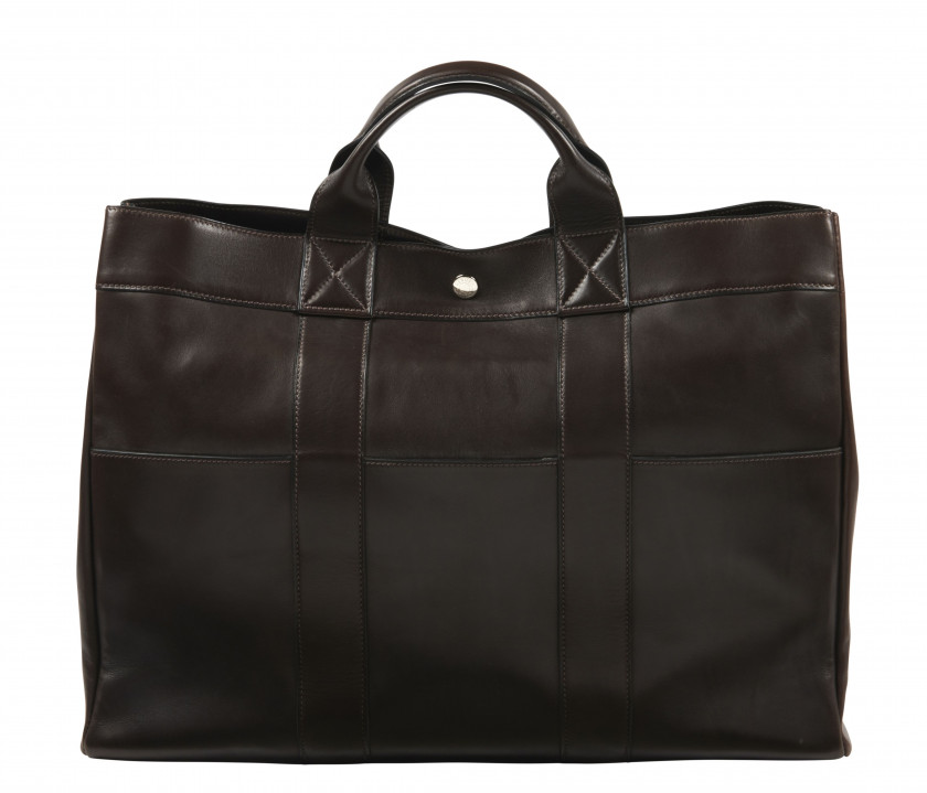 HERMÈS 2002  Sac FOURRE-TOUT Veau gras marron Garniture métal argenté palladié  FOURRE-TOUT bag Brown calfskin leath...