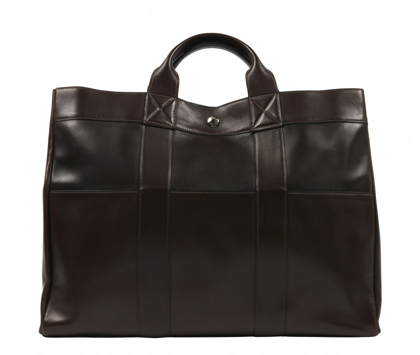 HERMÈS 2002  Sac FOURRE-TOUT Veau gras marron Garniture métal argenté palladié  FOURRE-TOUT bag Brown calfskin leath...