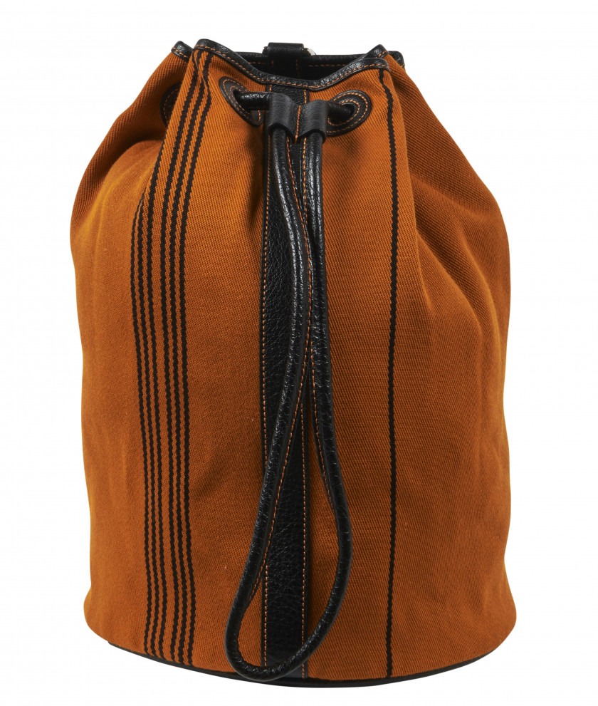 HERMÈS  Sac POLOCHON PM Lainage mélangée orange et noir, buffle noir Garniture métal argenté palladié  POLOCHON PM bagR...