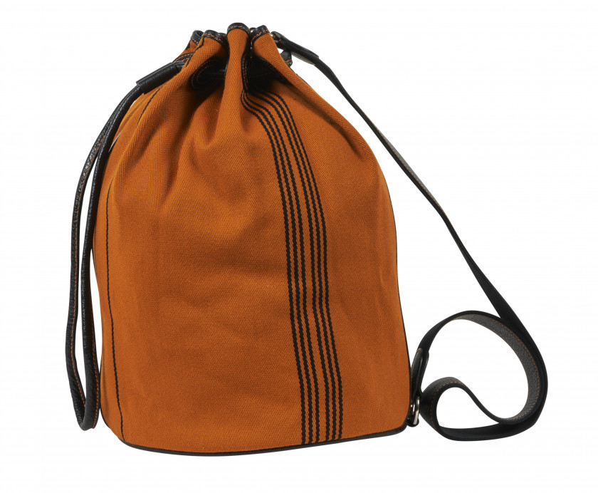 HERMÈS  Sac POLOCHON PM Lainage mélangée orange et noir, buffle noir Garniture métal argenté palladié  POLOCHON PM bagR...