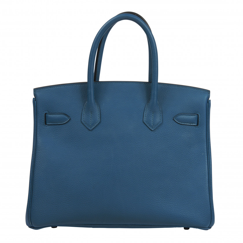HERMÈS 2013  Sac BIRKIN 30 Veau Togo Bleu Cobalt Garniture métal argenté palladié  BIRKIN 30 bag Bleu Cobalt Togo ca...