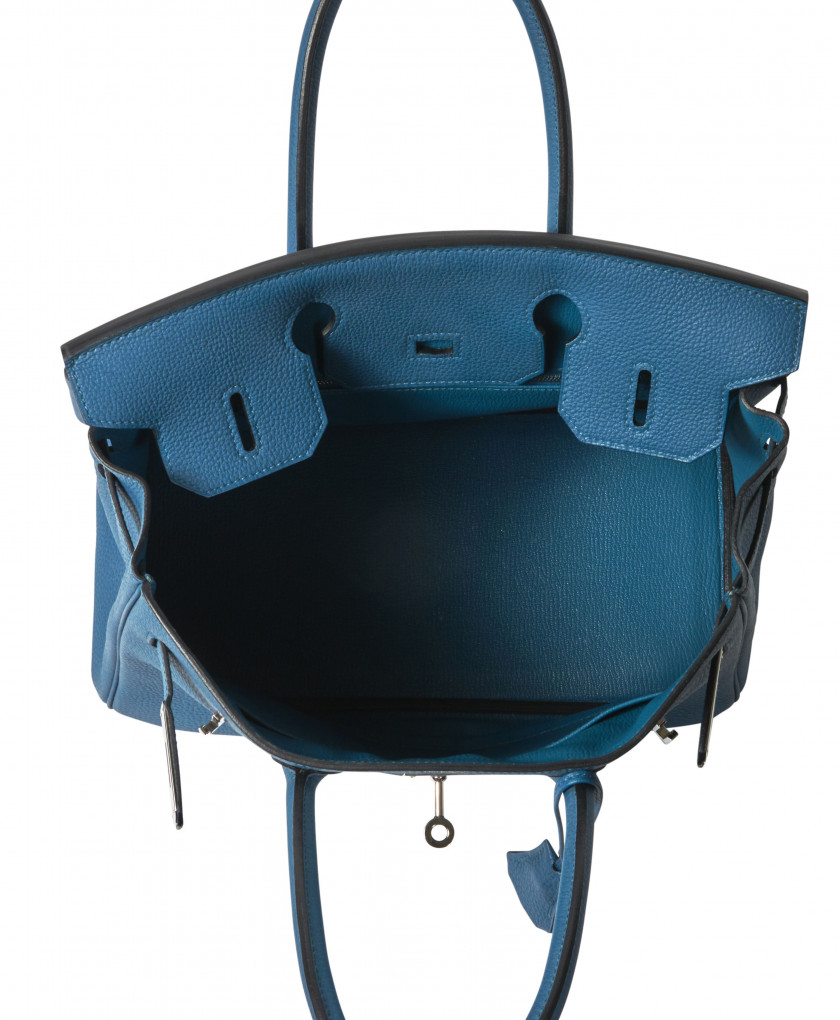 HERMÈS 2013  Sac BIRKIN 30 Veau Togo Bleu Cobalt Garniture métal argenté palladié  BIRKIN 30 bag Bleu Cobalt Togo ca...