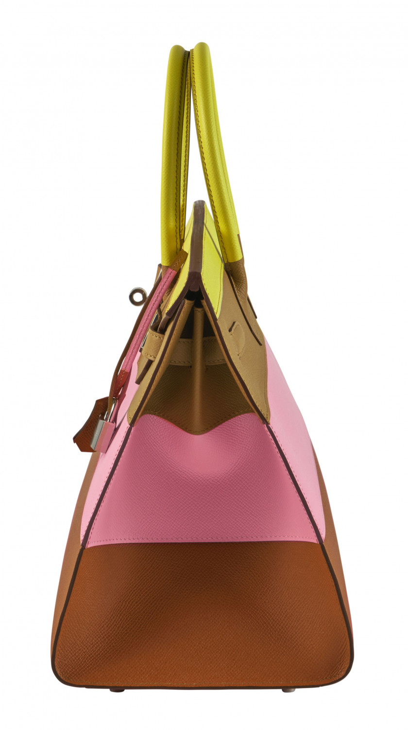 HERMÈS Édition Limitée 2020  Sac BIRKIN Sellier SUNRISE RAINBOW 35 Veau Epsom Lime, Sésame, Rose Confetti et Terre Battue...