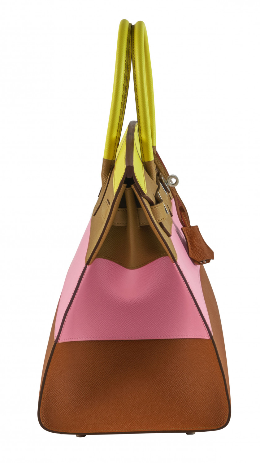 HERMÈS Édition Limitée 2020  Sac BIRKIN Sellier SUNRISE RAINBOW 35 Veau Epsom Lime, Sésame, Rose Confetti et Terre Battue...