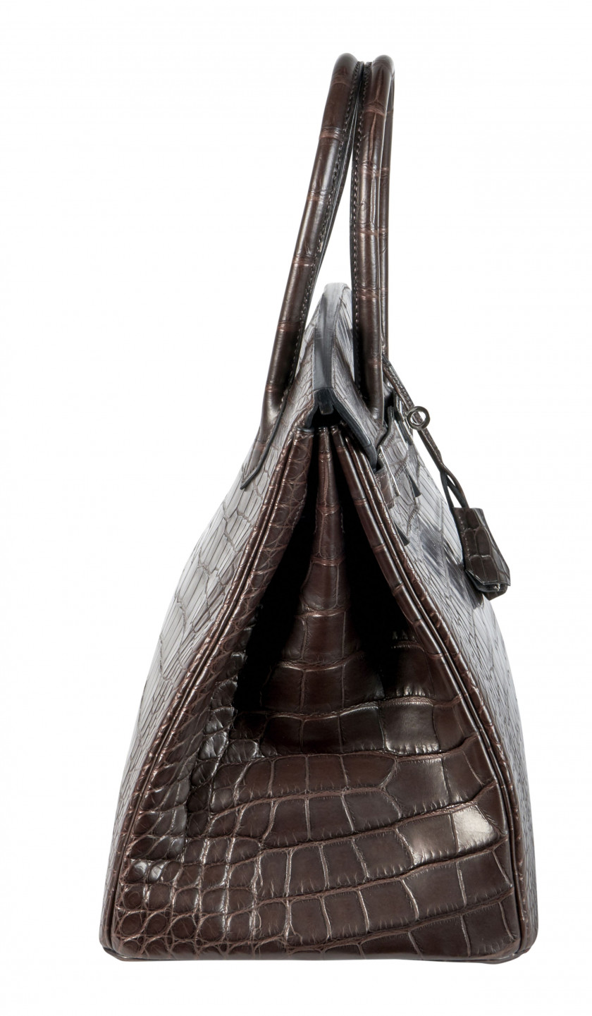 HERMÈS 2014  Sac BIRKIN 35 Alligator mat Ébène (Alligator mississippiensis) II/B Garniture métal argenté palladié  BIR...