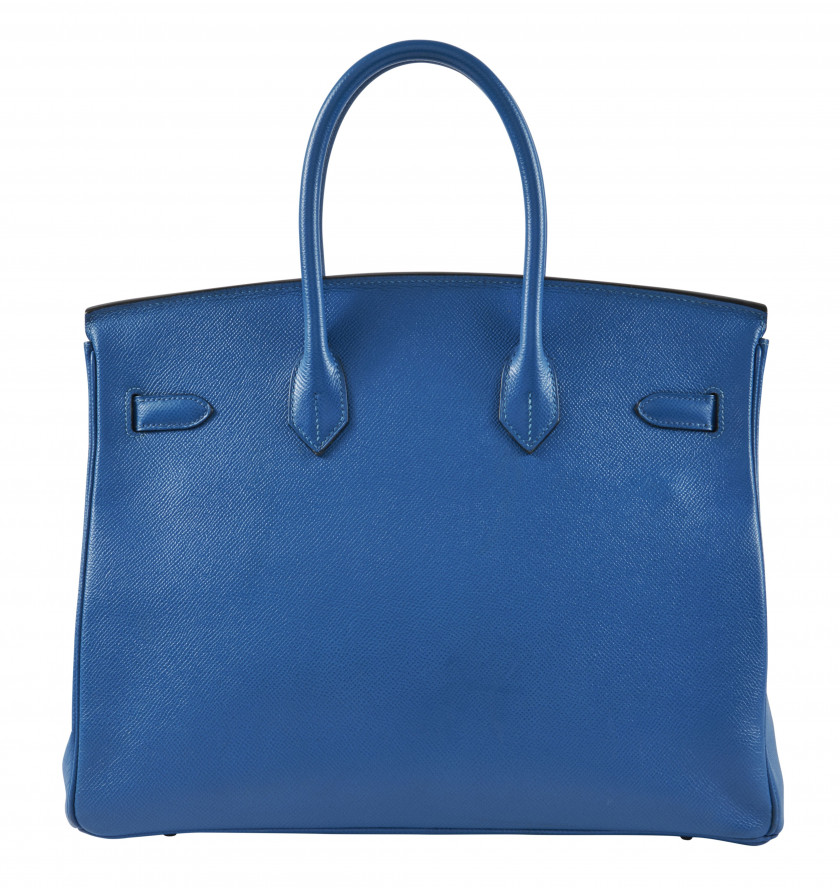 HERMÈS 2003  Sac BIRKIN 35 Veau Epsom bleu Garniture métal argenté palladié  BIRKIN 35 bag Blue Epsom calfskin leath...