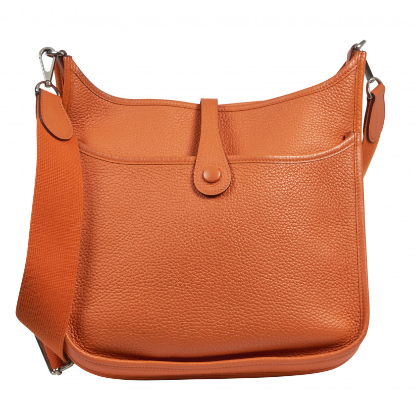 HERMÈS 2014  Sac ÉVELYNE 29 Taurillon Clémence orange Garniture métal argenté palladié  ÉVELYNE 29 bag Orange tauril...