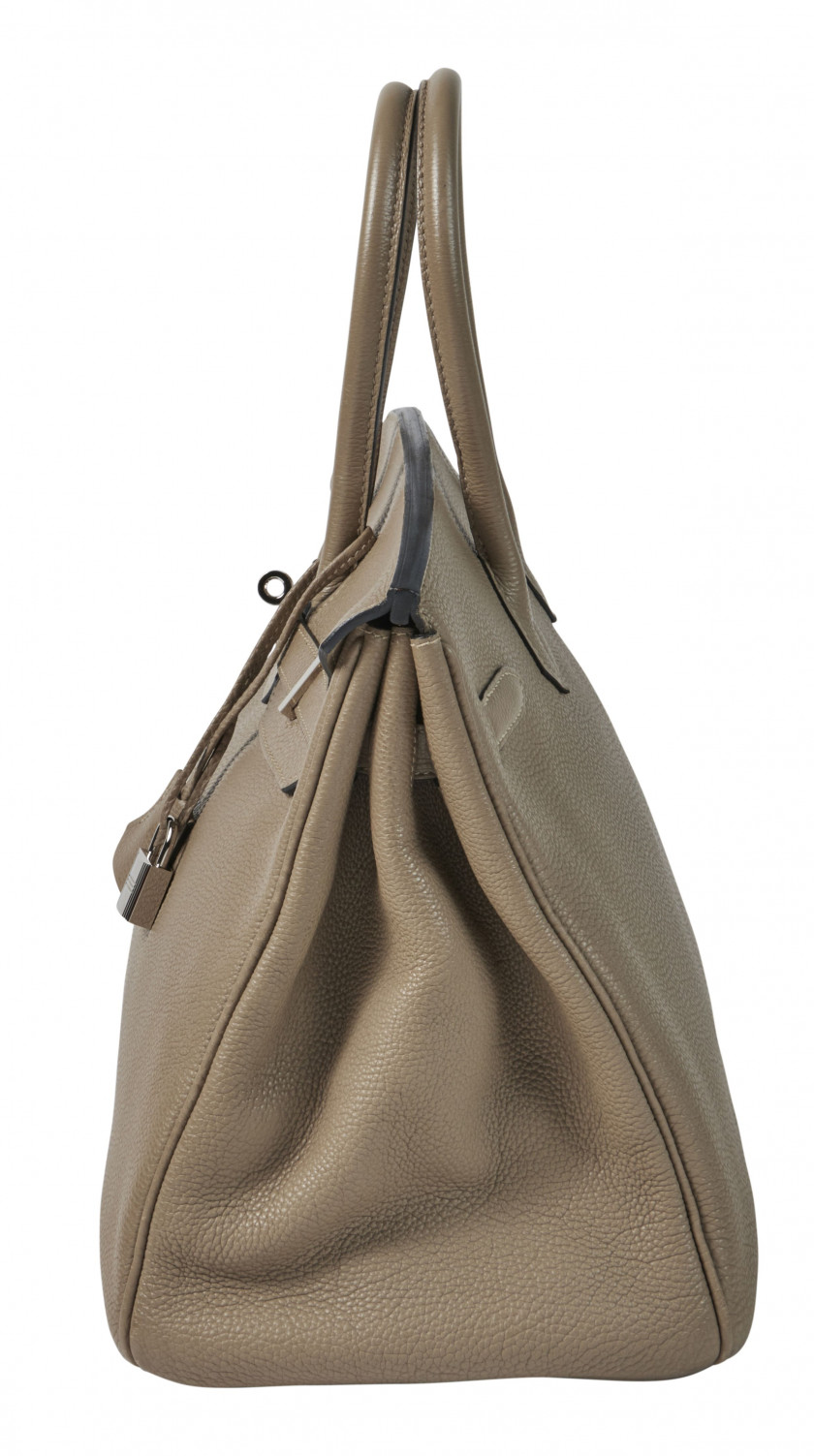 HERMÈS 2010  Sac BIRKIN 35 Veau Togo gris Garniture métal argenté palladié  BIRKIN 35 bag Grey Togo calfskin leather...
