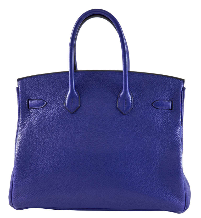 HERMÈS  Sac BIRKIN 35 Taurillon Clémence bleu électrique Garniture métal argenté palladié  BIRKIN 35 bag Bleu électriq...