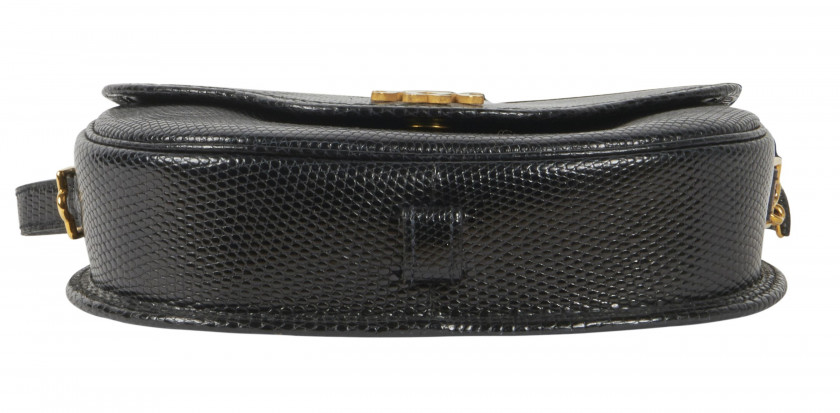 HERMÈS Circa 1985  Sac LIFT Varan du Nil noir (Varanus niloticus) II/B Garniture métal plaqué or  LIFT bag Black liz...