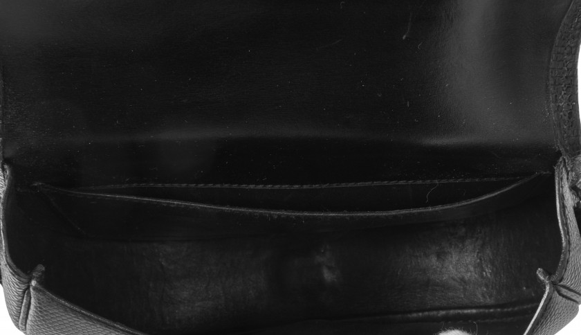 HERMÈS Circa 1985  Sac LIFT Varan du Nil noir (Varanus niloticus) II/B Garniture métal plaqué or  LIFT bag Black liz...