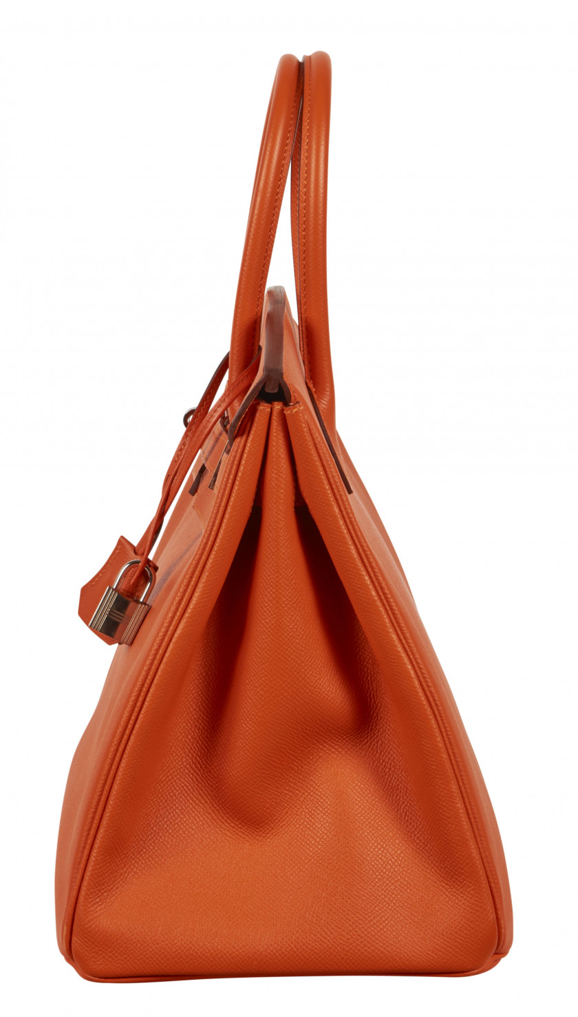 HERMÈS 2017  Sac BIRKIN 35 Veau Epsom Feu Garniture métal argenté palladié  BIRKIN 35 bag Feu Epsom calfskin leather...