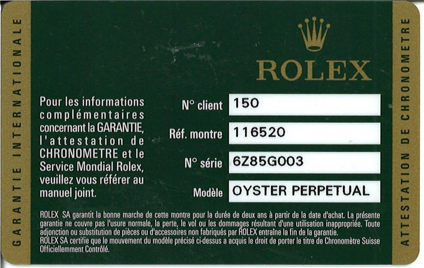 ROLEX  Daytona "APH", ref. 116520, n° 6Z85G003