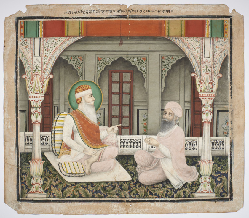 CONVERSATION ENTRE DEUX GURUS  Rajasthan, Inde du nord, vers 1880