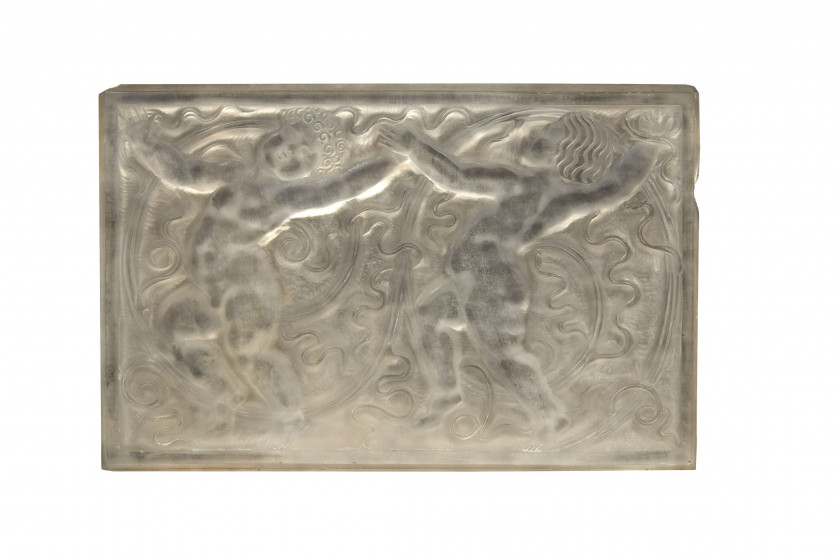 René LALIQUE 1860-1945 «Deux chérubins» et «Faune aux raisins» - 1928