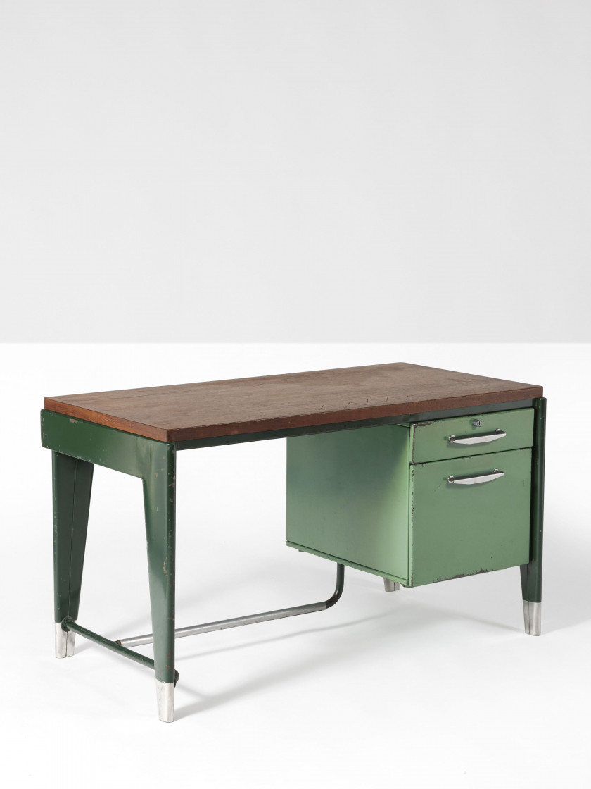 Jean PROUVÉ 1901-1984 Bureau Dactylo métallique "BDM 41" - 1946