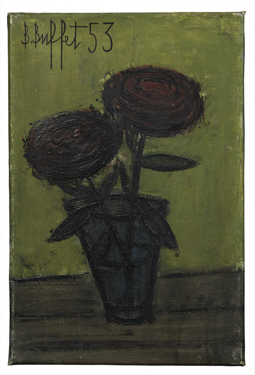 Bernard BUFFET 1928- 1999 Roses rouges - 1953 Huile sur toile