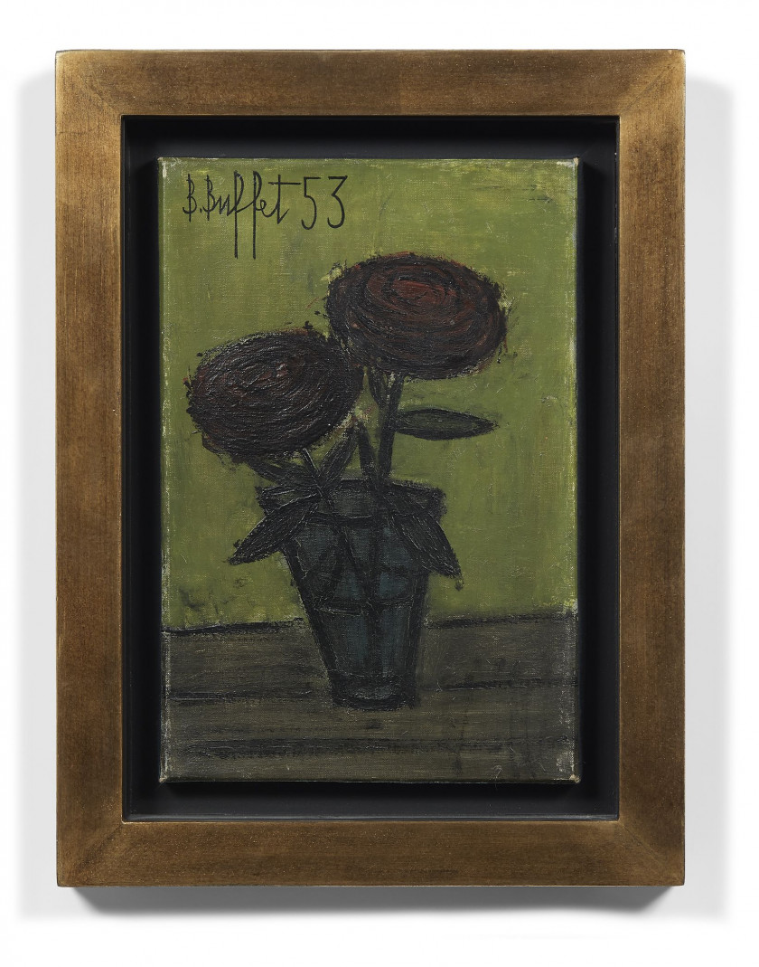 Bernard BUFFET 1928- 1999 Roses rouges - 1953 Huile sur toile