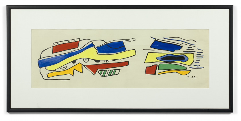 Fernand LEGER 1881 - 1955 Caracas (étude), projet de décoration murale - 1952 Gouache sur papier